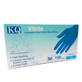KQ KQ - Vitrile Disposable Vinyl & Nitrile Blend Gloves -blue (S)