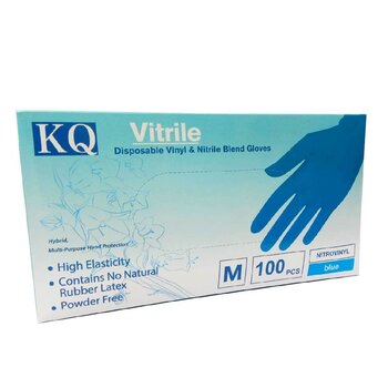 KQ KQ - Vitrile Disposable Vinyl & Nitrile Blend Gloves -blue (M)