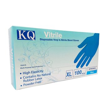 KQ KQ - Vitrile Disposable Vinyl & Nitrile Blend Gloves -blue (XL)