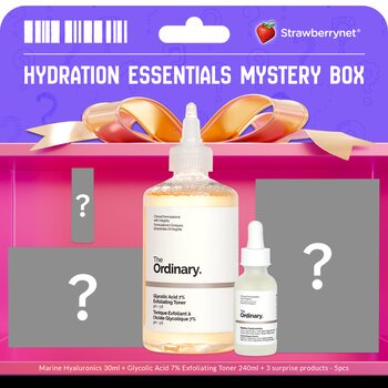 The Ordinary [Hydration Essentials Mystery Box] Marine Hyaluronics 30ml + Glycolic Acid 7% Exfoliating Tone 240ml + 3 surprise products - 5pcs