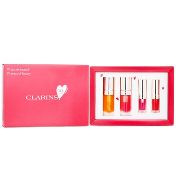 Clarins Lip Comfort Oil Coffret: Lip Oil - #01 7ml+Lip Oil - #04 7ml+Lip Oil - #02 1.4ml+Lip Oil - #08 1.4ml